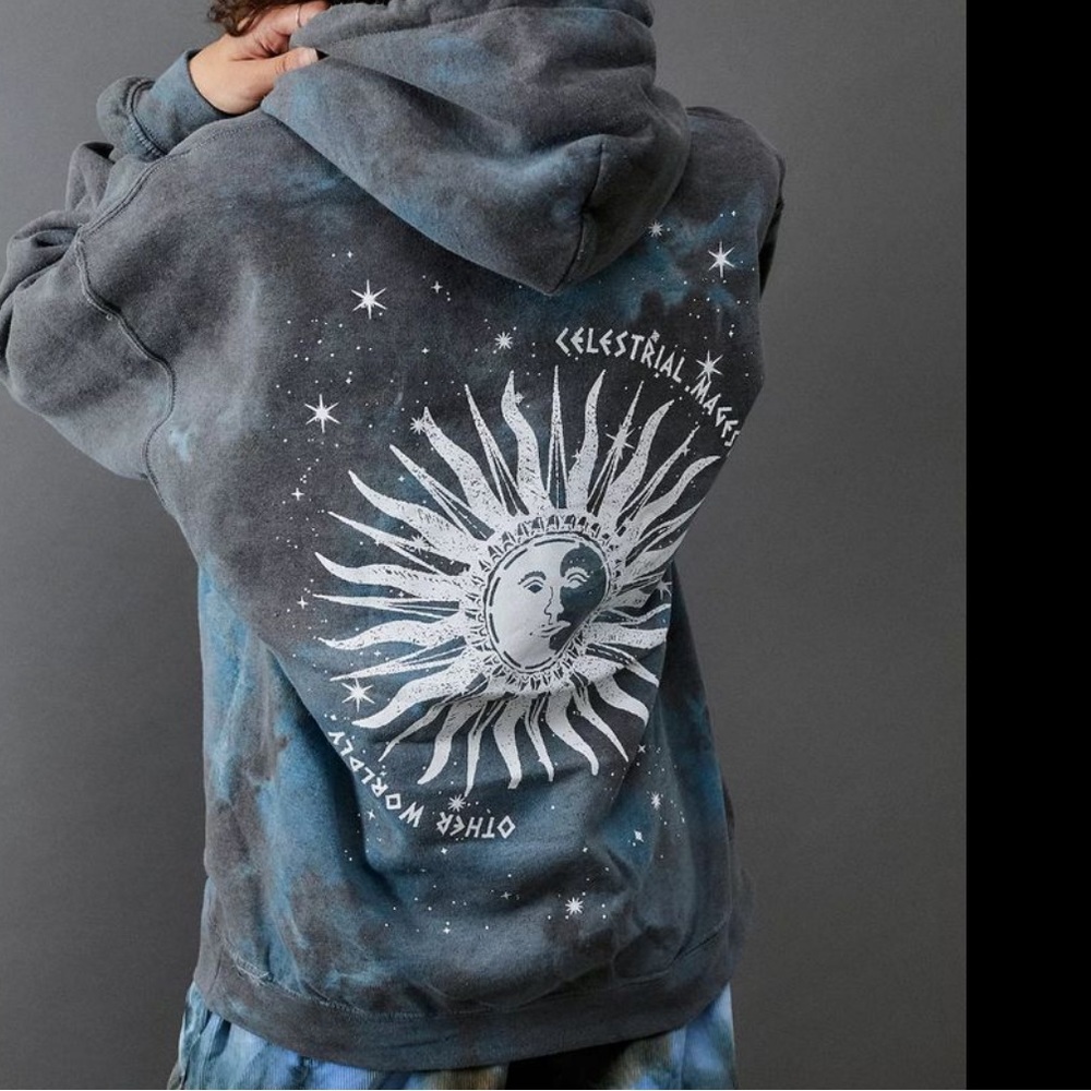 BDG Urban Outfitters Tie-Dye Celestial Sun Hoodie Hooded Sweatshirt XS - Picture 2 of 9